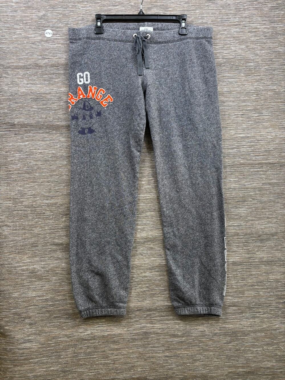 PINK Victoria’s Secret Collegiate Go Orange Gray Jogger Pants Women’s Size M